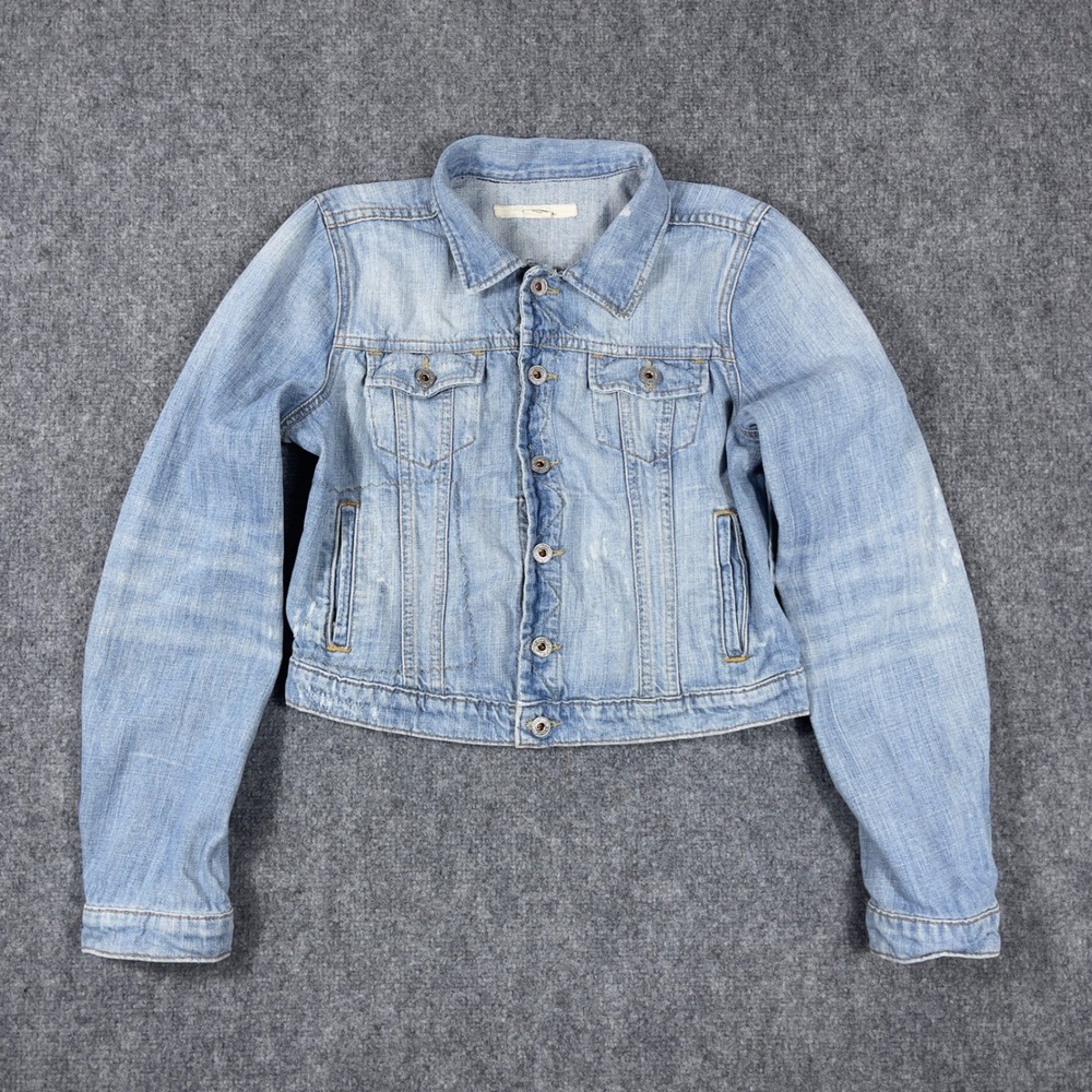Polo Jeans Co Ralph Lauren MIMI Denim Jacket Womens L Blue Light Wash Cropped